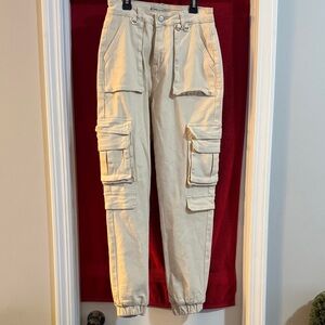 American Bazi Women's Cream Cargo Joggers